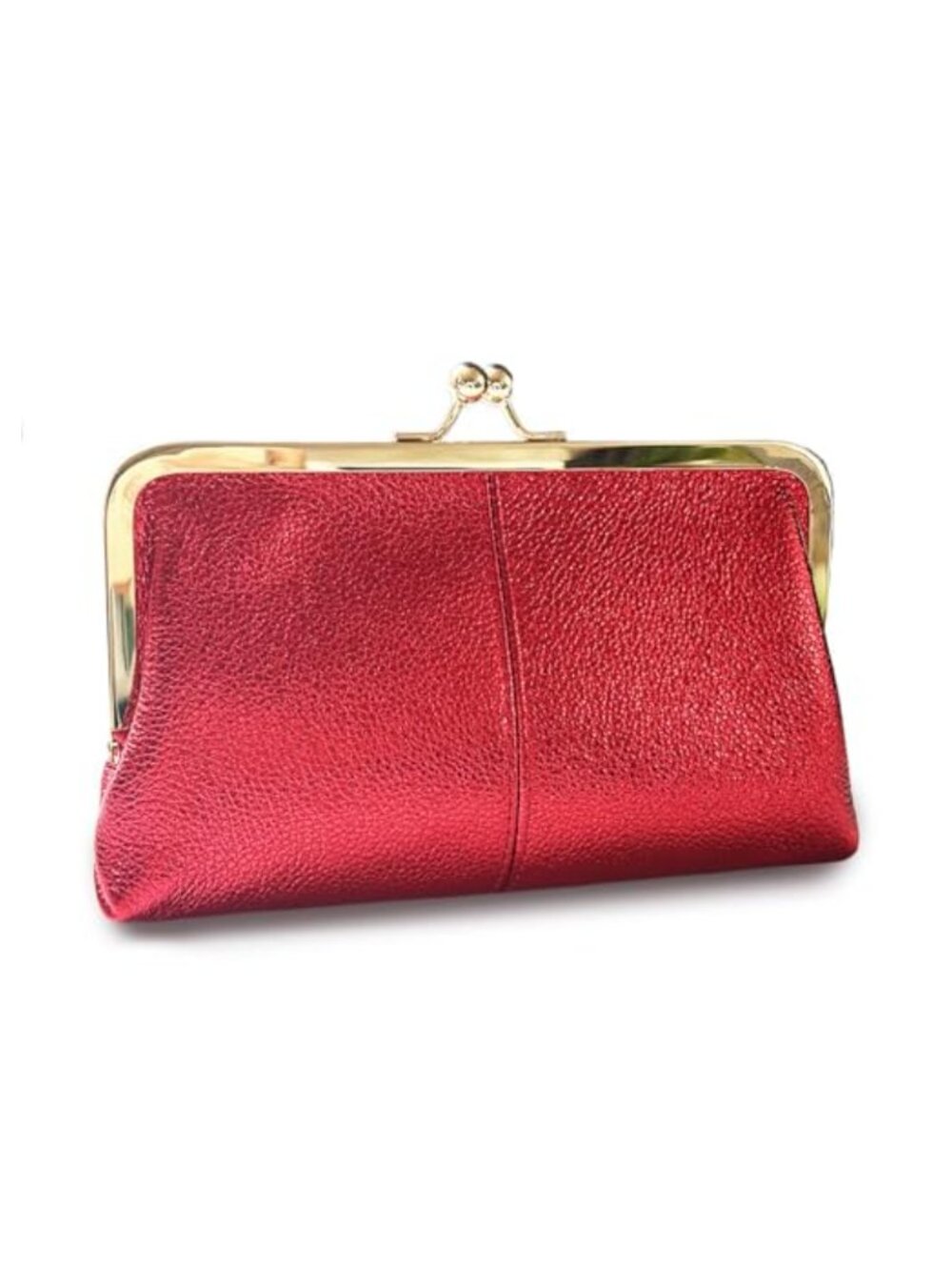 Genuine Leather Vintage Kiss Lock Wallet Clutch for Women